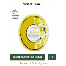 Lawin Limon Özlü Doğal Süngerli Sabun – Banyo Süngeri Lif, Peeling Etkili, Zengin Köpük
