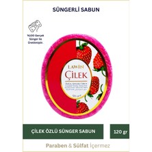 Lawin Çilek Özlü Doğal Süngerli Sabun – Banyo Süngeri Lif, Peeling Etkili, Zengin Köpük