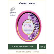 Lawin Gül Özlü Doğal Süngerli Sabun – Banyo Süngeri Lif, Peeling Etkili, Zengin Köpük