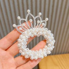 Efna Store Taç Figürlü Zirkon Taşlı Cinderella,balerin Prenses Toka,atkuyruğu,topuz Incili Çocuk Lastik Toka