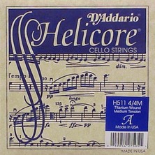 D'addario H511 Helicore Tek Çello La (A) Teli (4/4) | Krom Sarım ile Parlak ve Odaklanmış Tını Ince Çaplı Rahat Çalım ve Hızlı Akort Istikrarı