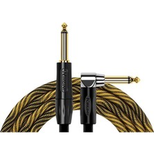 Kirlin Kırlın IWB-202BFGL-3M-WBO L Uçlu Enstrüman Kablosu (3 Metre) | Beyaz-Turuncu Desenli Tasarım L Tipi Jak ile Güvenli ve Rahat Gitar Bağlantısı