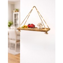 Brothers Craft Halatlı Ahşap Duvar Rafı Tekli – Rustik Dekoratif Raf, El Yapımı Jüt Ipli Çam Raf