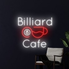 Biz Bu İşin Keyif Kısmındayız Billiard Cafe Yazılı ve Şekilli Neon Tabela