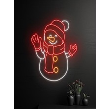 Biz Bu İşin Keyif Kısmındayız Kardan Adam Figürlü Yılbaşı Temalı Neon Tabela