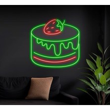 Biz Bu İşin Keyif Kısmındayız Çilekli Pasta Figürlü Neon Tabela
