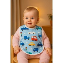 Akyüz Bebe Bebek Arabalı Arkadan Cırtlı Mikro Önlük 0-12 Ay - Mavi