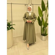 Molly Nelly Kadın Crop Kimono V Yaka Bluz Etekli Tesettür Takım