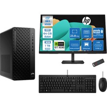 Hp Prodesk 2 Tower G1I Intel I5 14400 4,7 Ghz 64GB Ddr5 1tb SSD 4GB/GT1030  Freedos Mini + 23.8 100Hz Fhd Monitör Tower Masaüstü Bilgisayar 24B70VQAT21F23+ZETTAUSBBELLEK