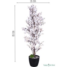 Yapay Çiçek Sitesi Yapay Mini Çiçekli Sakura Kayısı Ağacı 85 cm Beyaz