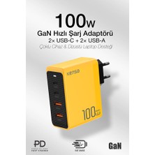 Kensa 100W Gan3 Pro Masaüstü Süper Hızlı Şarj Pd Qualcomm3 Adaptör 2x Type-C 2x Usba Toplam 4 Port