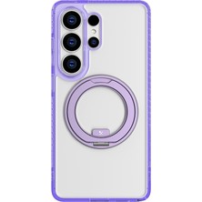 Galaxy S26 Ultra Kılıf M-Safe Uyumlu Şeffaf 360 Standlı Amazingthing Titan Magspin Serisi Kapak Mor