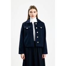 Pamuklu Kaşe Fıt Ceket Lacivert