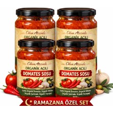 Anadolunun Özü Organik Acılı Domates Sosu 350 G × 4 Cam Şişe | Odun Ateşinde | Ramazana Özel Set