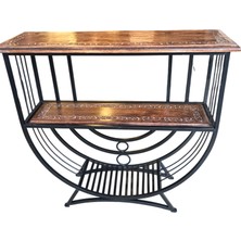 Otantik Çarşı Eskitme Ahşap Ferforje Vitrin  Raf 80X25X75 Cm. Dir.