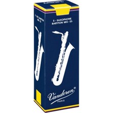 Vandoren SR2425 Traditional Mavi Kutu Bariton Saksafon Kamışı No: 2.5 (Orta Seviye) - 5'li Paket | Esnek Üfleme Tepkisi, Tutarlı Malzeme Kalitesi ve Zengin Harmonik Içerik