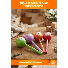 Letsii Ahşap El Yapımı Renkli Kedi Marakas Eğlenceli Müzik Aleti