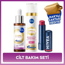 Nivea LUMINOUS630 Thiamidol Leke Karşıtı Gündüz Kremi 40ML, Serum ve Kırmızı Dudak Kremi, Makyaj Çantası