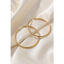 Lykos Çelik Gold Renk 22 mm Halka Model Kadın Küpe