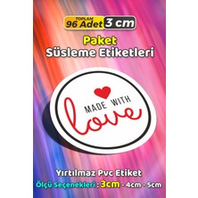 Sb Store Made With Love Ambalaj Kargo Hediye Paketleme Etiketi Model 8 - 96 Adet 3cm