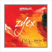 D'addario DZ610 Zyex Kontrabas Tel Seti (3/4) | Modern Sentetik Çekirdek Pizzicato ve Arco Için Dengeli Yanıt ve Güçlü Alt Frekanslar