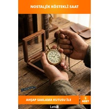 Letsii Nostaljik Ahşap Kutulu Köstekli Saat Vintage