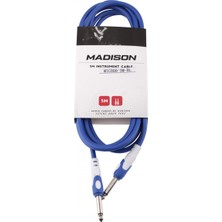 Madison MIC000-3M-BL Gitar Kablosu (3m Mavi) | Renkli Kablo Karışıklığı Önler