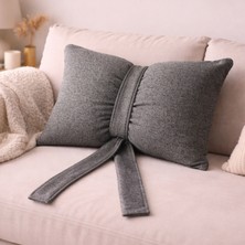 Ratemo Mobilya Fiyonk Kurdele Tasarımlı Dekoratif Kırlent Yastık, 1. Sınıf Döşemelik Kumaş, Dolgulu Hediye Minder