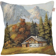 Believe Dağ Evi Jakarlı Dokuma Goblen Dekoratif 45*45 Kırlent
