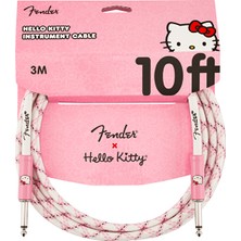 Fender 0990818123 x Hello Kitty Enstrüman Kablosu (3m - White/pink) | Hello Kitty Temalı Pembe/beyaz Örgü Koleksiyonluk Kablo