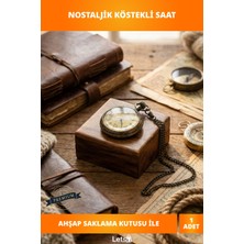 Letsii Ahşap Kutulu Nostaljik Pirinç Köstekli Saat