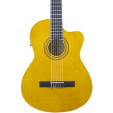 Miguel Angela Ma2-Ce-N Elektro Klasik Gitar (Orta Seviye - Cutaway Kasa) | Dahili Preamp ve Ekolayzer Sistemi, Naturel Parlak Cila, Alt Perdelere Kolay Erişim | Uyum: 4/4 (Tam Boy) Standart