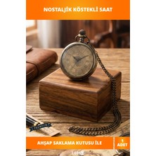 Letsii Nostaljik Ahşap Kutulu Pirinç Köstekli Saat
