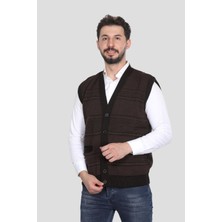Erkek Baba ve Orta Yaş Düğmeli Akrilik Triko Çift Cepli Yelek
