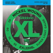 D'addario EXL220SL Xl Nickel Serisi Bas Gitar Tel Seti (Super Light - 40-95 - Super Long Scale)