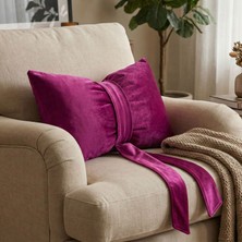 Ratemo Mobilya Fiyonk Kurdele Tasarımlı Dekoratif Kırlent Yastık, 1. Sınıf Döşemelik Kumaş, Dolgulu Hediye Minder