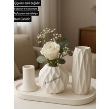 Deren Dekoratif Geometri Vazo Mumluk Tepsi Obje Ev Yaşam Hediyelik Aksesuar