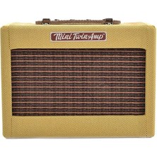 Fender 0234811000 Mini '57 Twin Tweed Pilli Elektro Gitar Amfisi | Vintage Tweed Görünümü Gerçek Ahşap Kabin ve Distortion Efekti