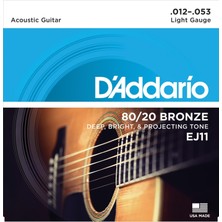 D'addario EJ11 Phosphor Bronze Serisi Akustik Gitar Tel Seti (12-53 - 80/20 Bronze)
