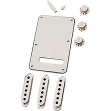 Fender 0991395000 Stratocaster Manyetik Kapağı ve Düğme Seti (Parchment) | Parşömen Rengi Hafif Eskitilmiş Görünüm Tam Set Aksesuar
