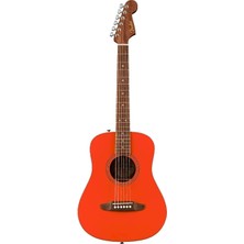 Fender 0974101140 California Standard Redondo Mini Akustik Gitar (Fiesta Red) | Küçük Gövde Büyük Ton Çocuklar ve Gezgin Müzisyenler Için Ideal