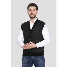 Erkek Baba ve Orta Yaş Düğmeli Akrilik Triko Çift Cepli Yelek