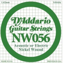 D'addario NW056 Nickel Wound Elektro ve Akustik Gitar Tek Teli - .056 (Aksesuar) | Ekstra Kalın Yapı, Maksimum Rezonans, Caz ve Ritim Gitar Için Güçlü Çıkış Gücü