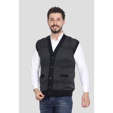 Erkek Baba ve Orta Yaş Düğmeli Akrilik Triko Çift Cepli Yelek