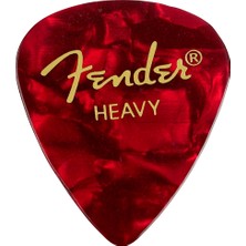 Fender 1980351909 Premium Celluloid 351 Shape Heavy Gitar Penası (Red Moto) | Kırmızı Inci Desen Sert Kalınlık ve Uzun Ömürlü Kullanım (12'li)