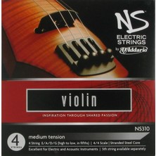 D'addario NS310 Ns Electric Elektro Keman Tel Seti - 4/4 Tam Boy (Profesyonel) | Ned Steinberger Tasarımı, Elektro Kemanlar Için Optimize Edilmiş Sinyal Çıkışı ve Kararlı Akort