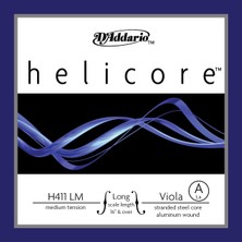 D'addario H411LM Helicore Tek Viyola La (A) Teli (Long Scale) | Ince Çaplı Rahat Tasarım Hızlı Yay Yanıtı ve Net Tonal Karakter