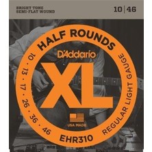 D'addario EHR310 Half Rounds Elektro Gitar Tel Seti - 10-46 Regular Light (Profesyonel) | Pürüzsüz Cilalı Yüzey, Paslanmaz Çelik Dayanıklılığı ve Dengeli Ton