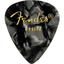 Fender 1980351743 Premium Celluloid 351 Shape Thin Gitar Penası (Black Moto) | Siyah Inci Desen Ince Kalınlık ve Parlak Akustik Ton (12'li)