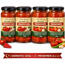 Anadolunun Özü Organik Acılı Domates Sosu 350 G ×2 & Organik Menemen 600 G ×2 | Cam Şişe | Ramazana Özel 4’lü Set